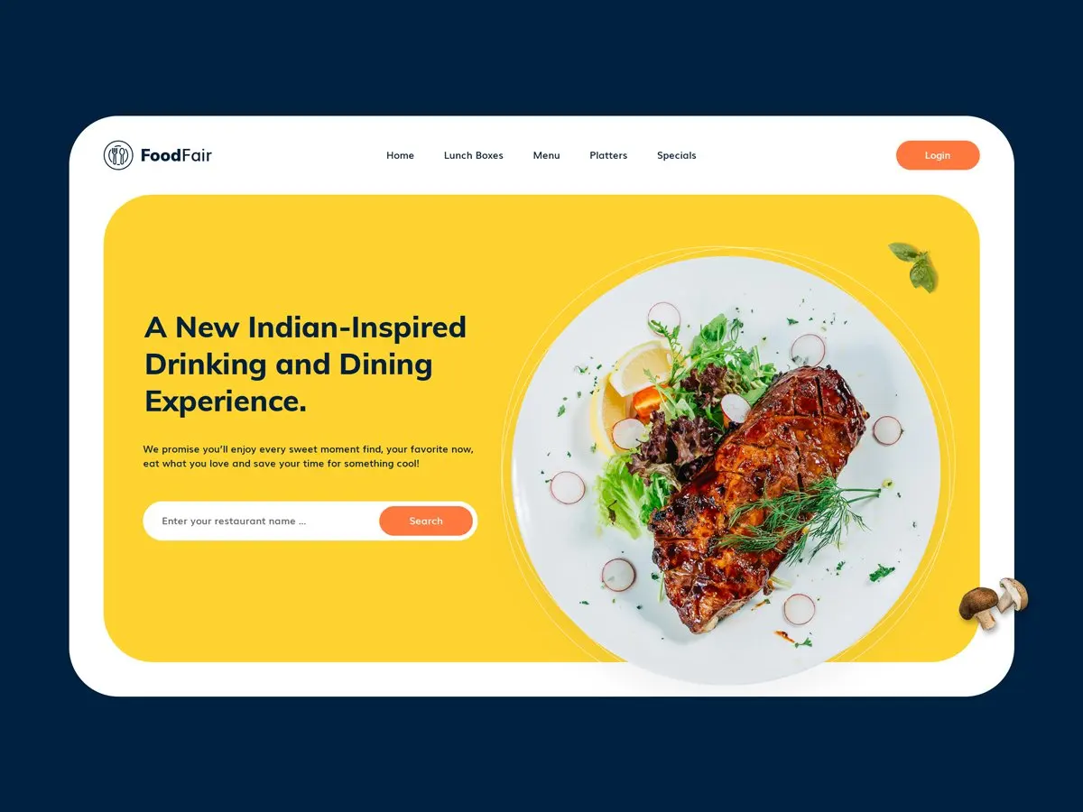 Restaurant Hero Header美食网站海报-UI/UX、ui套件、主页、着陆页、网站、网购-到位啦UI