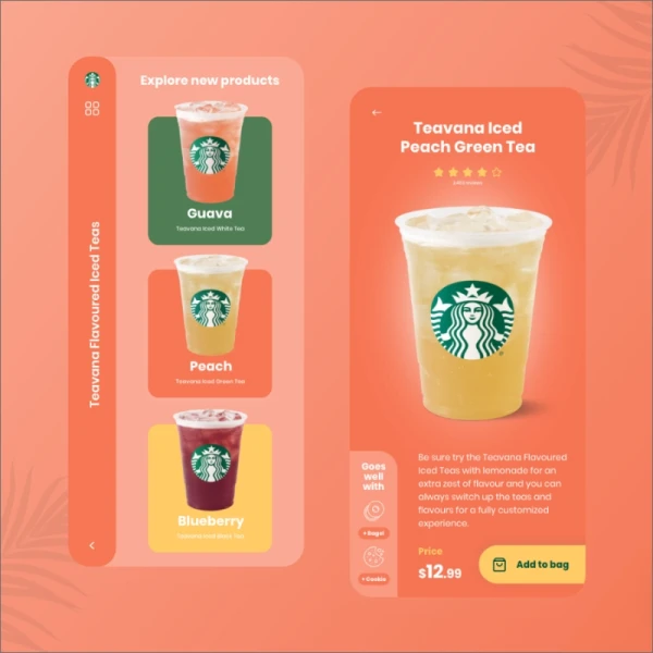 Starbucks App Exploration for iOS星巴克咖啡外卖点餐应用UI界面设计套件
