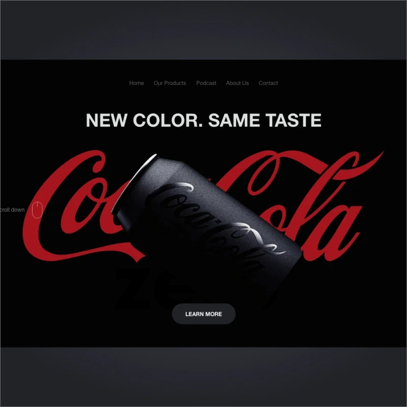 Website Header Coca Cola可口可乐深色创意网站炫酷海报banner缩略图到位啦UI