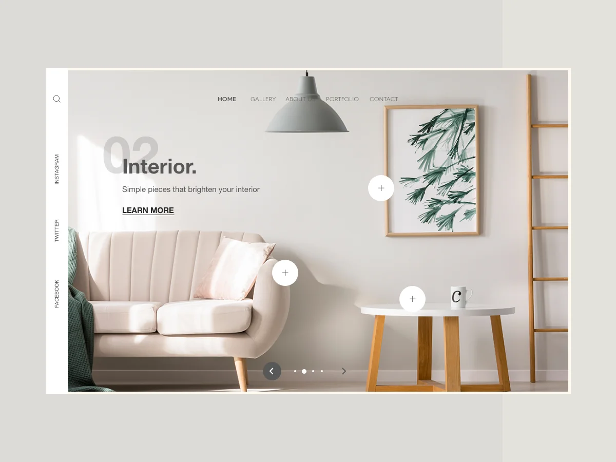Website Header Interior Design现代室内网站海报设计模板-UI/UX、ui套件、主页、博客、海报、网站、网购、详情-到位啦UI