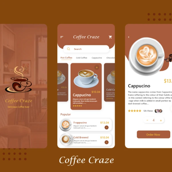 咖啡手机应用设计模板 coffee craze app design