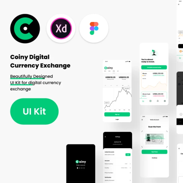 数字货币兑换应用界面设计套件 coiny app ui kit