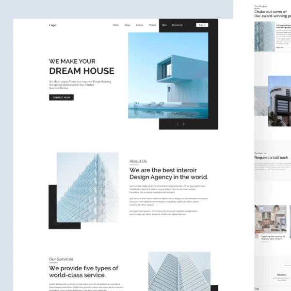 建筑地产设计公司机构网站落地页模板 dream house landing page