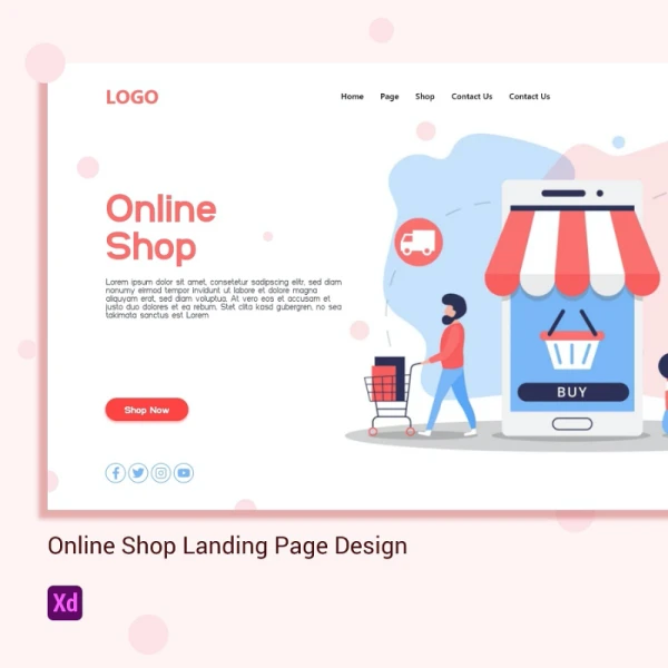 在线购物落地页插图模板 E-commerce Online Shopping Landing Page Illustration Template