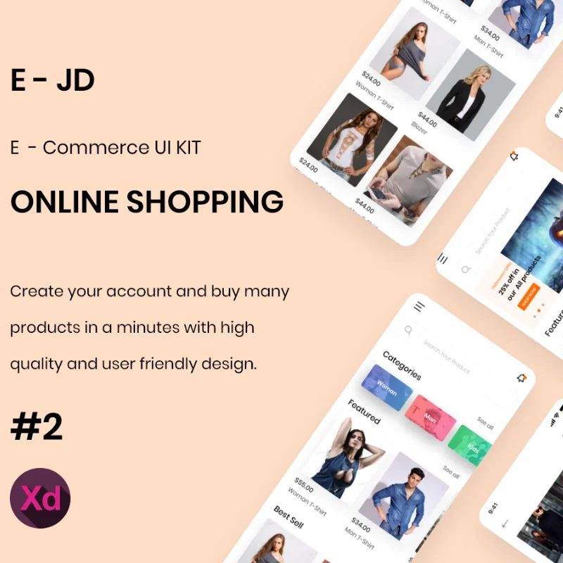 电子商务用户界面xd设计模板e-commerce ui 2缩略图到位啦UI