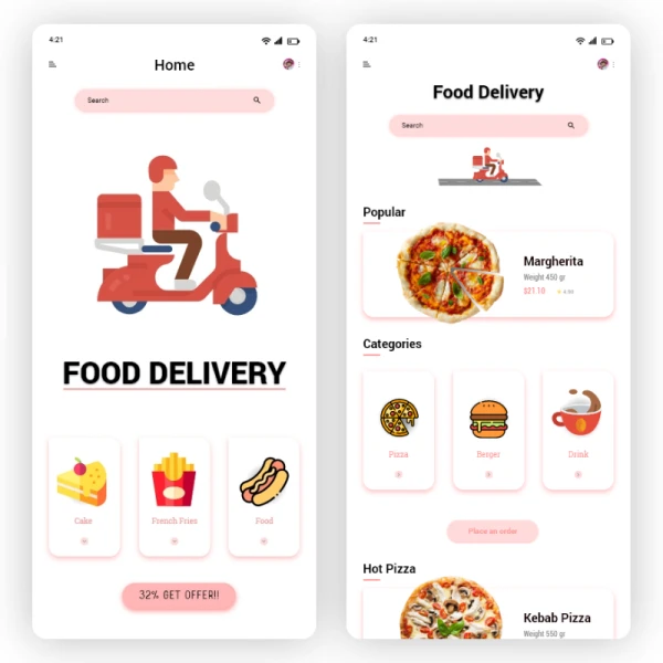 食品配送手机应用设计套件 Food Delivery Mobile App Design