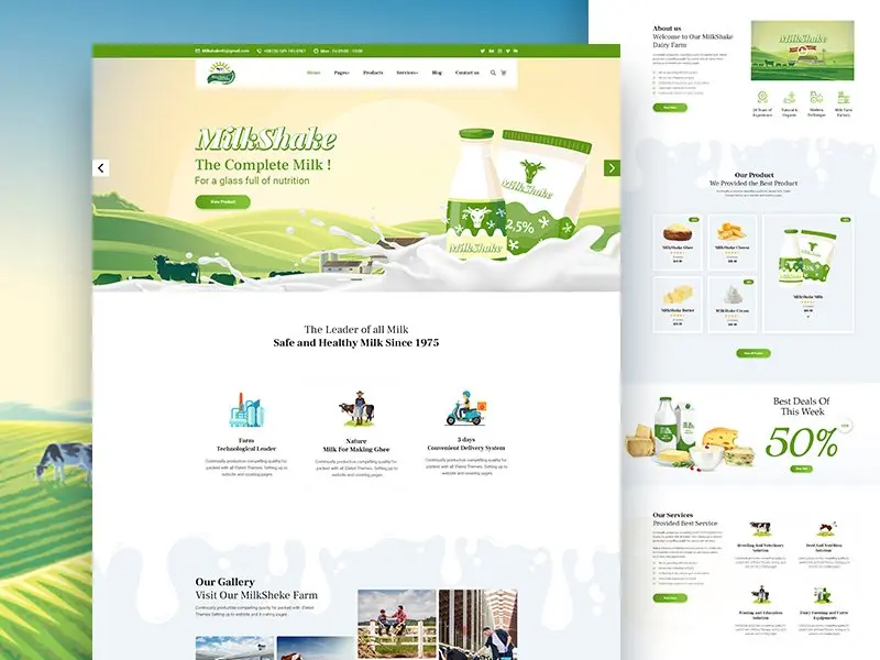 gowala dairy farm eco products templates 奶牛场生态产品网页设计模板-UI/UX、网站-到位啦UI