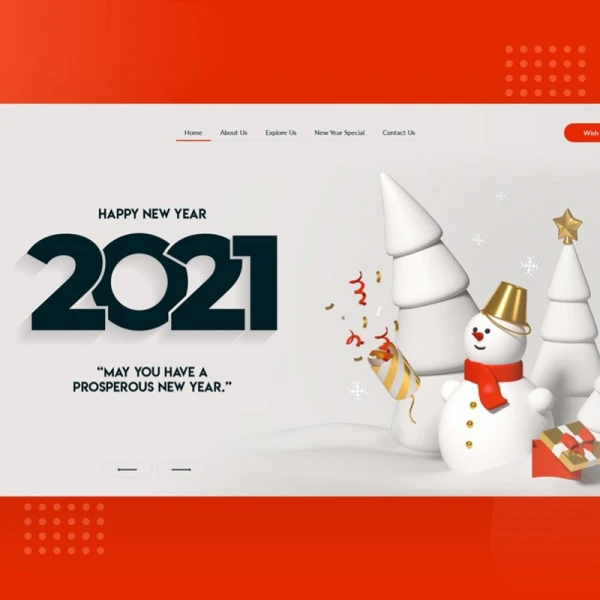 happy new year 2021	2021年新年快乐网页海报设计ui模板