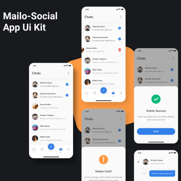 社交应用ui界面设计套件mailo social app ui kit 8