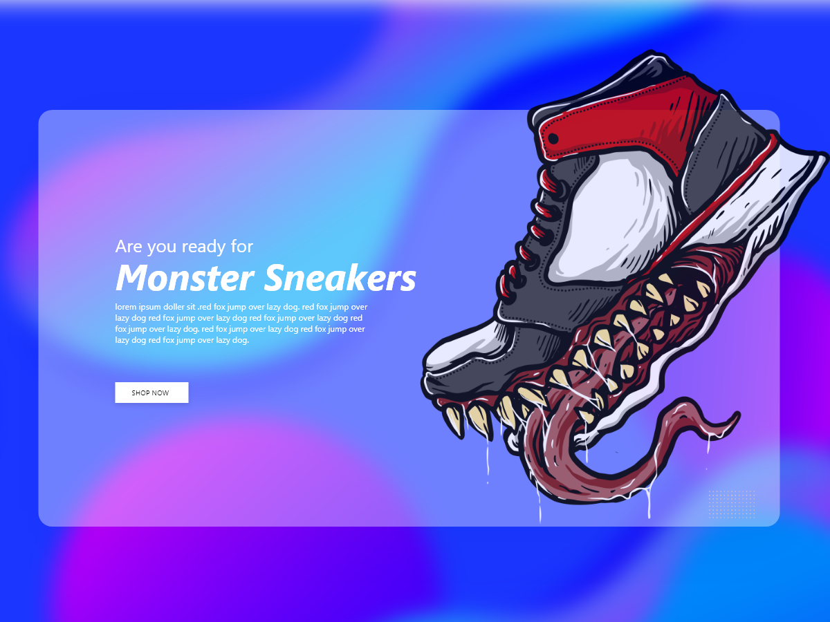 怪兽运动鞋首屏海报xd设计模板monster sneakers hero header-主页、着陆页-到位啦UI