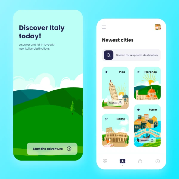 旅游目的地检索应用程序xd设计模板travel destination app exploration