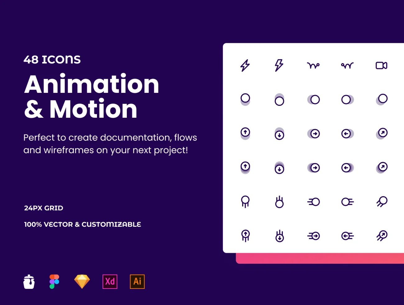 48个场景动画图标合集 Animation & Motion Icon Pack-3D/图标-到位啦UI