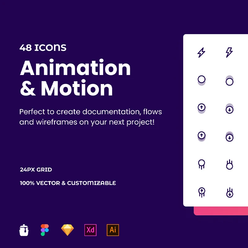 48个场景动画图标合集 Animation & Motion Icon Pack缩略图到位啦UI