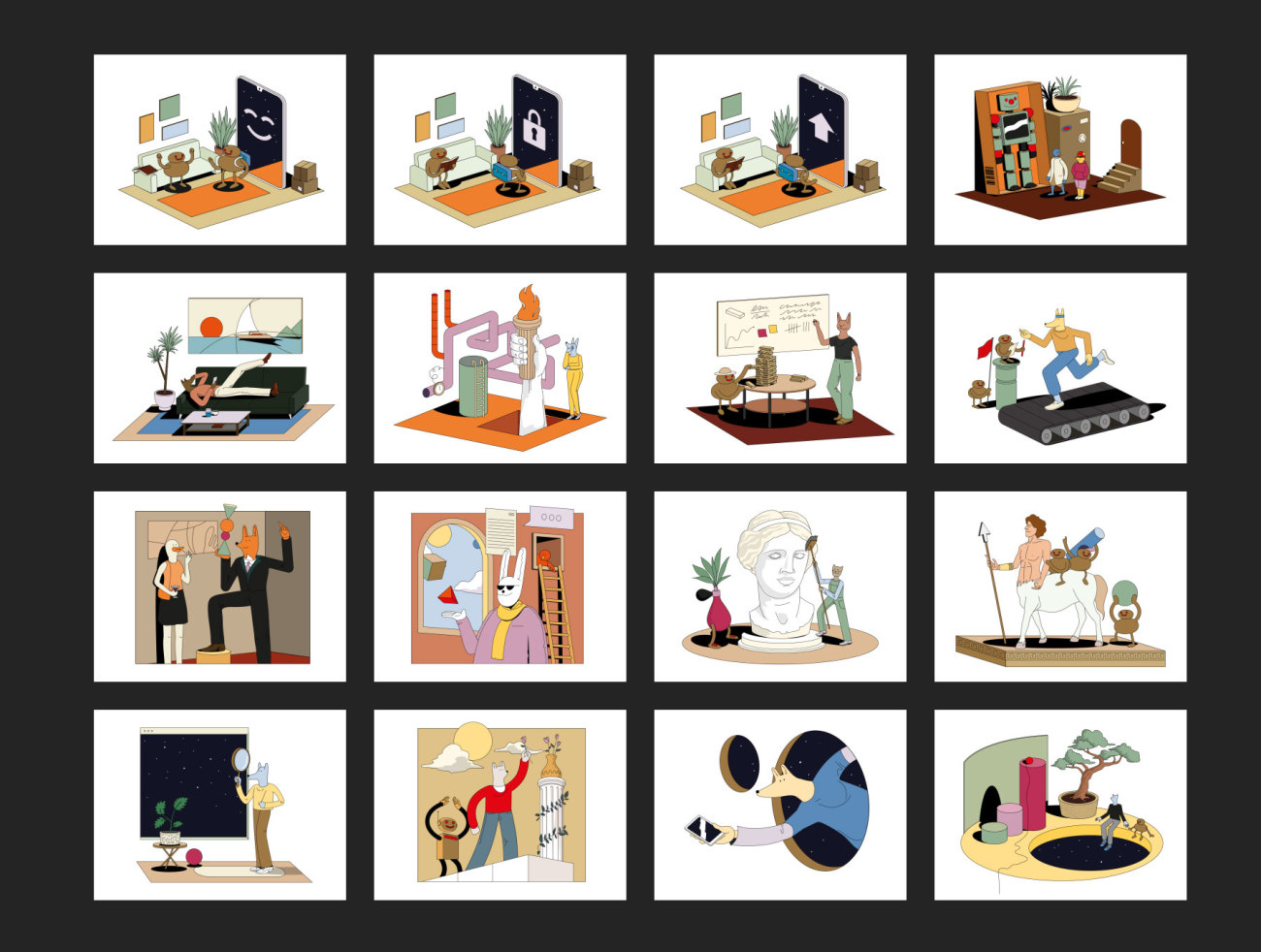 17个很棒创意脑洞大开svg HTML插画动画 Dreamwork Animations-人物插画、动效展示、动画展示、场景插画、插画、插画风格、概念创意、源码、线条手绘、趣味漫画-到位啦UI