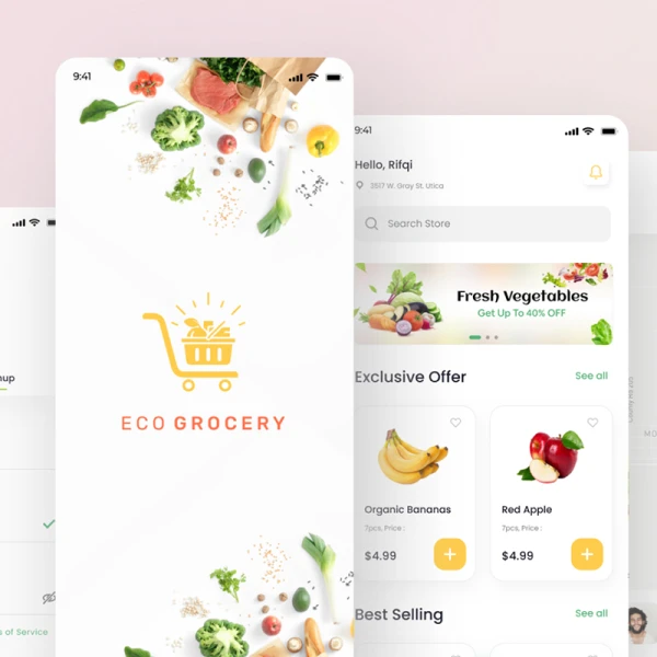 日用百货采购应用程序UI套件 Eco Grocery App UI Kit