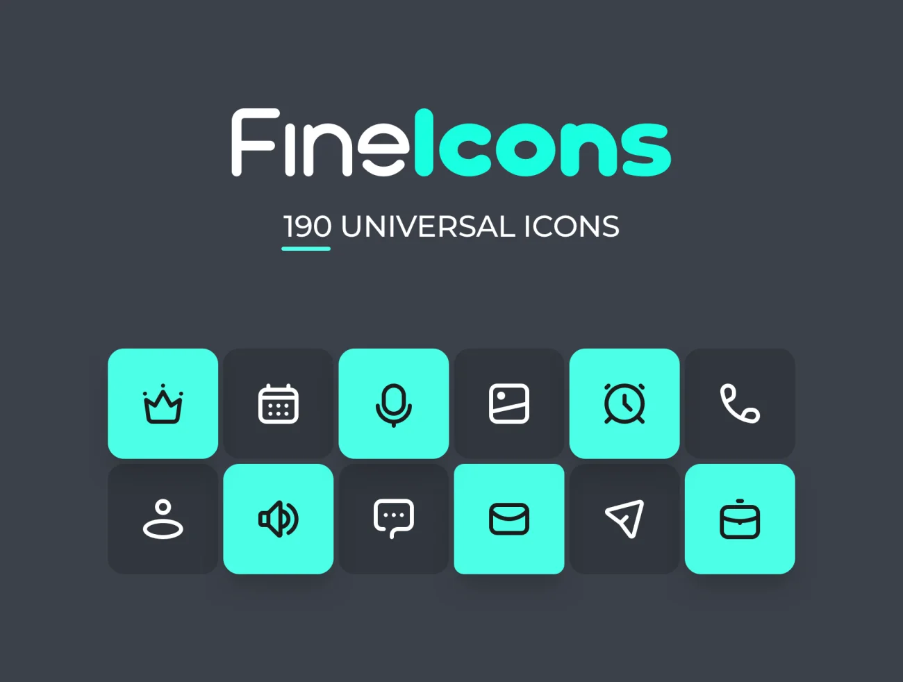 190个通用入门图标库 FineIcons Starter Pack-3D/图标-到位啦UI
