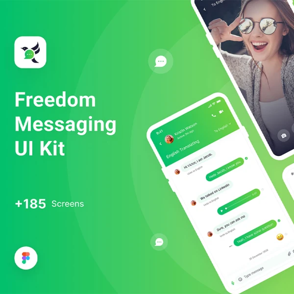 185屏消息和聊天应用用户界面套件Freedom Messaging App UI Kit
