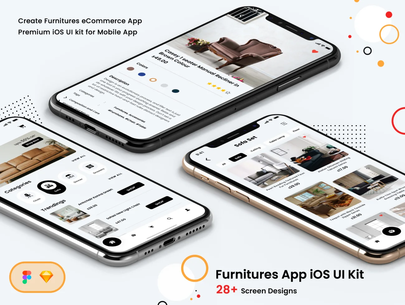 29屏家具零售电子商务ios应用界面设计套件Furniture eCommerce Mobile App UI-UI/UX、ui套件、应用、网购、详情-到位啦UI