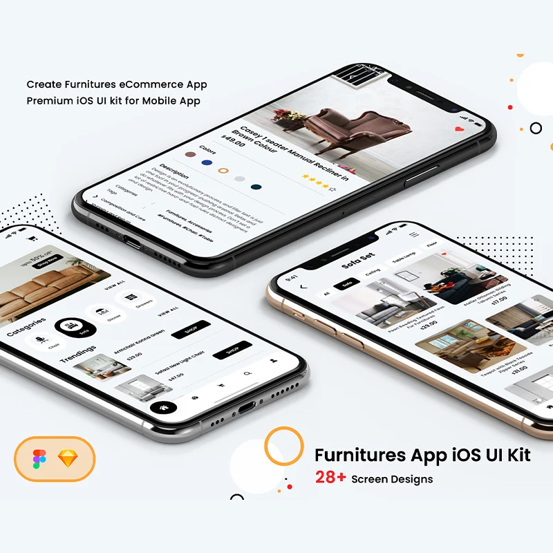 29屏家具零售电子商务ios应用界面设计套件Furniture eCommerce Mobile App UI缩略图到位啦UI