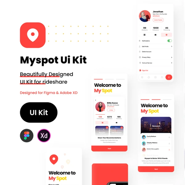 22屏美食旅游应用UI设计工具包 My Spot UI Kit