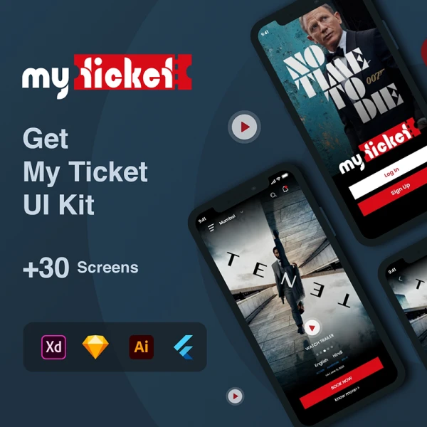 30屏电影门票预订音乐会演唱会购票应用UI设计工具包 My Ticket