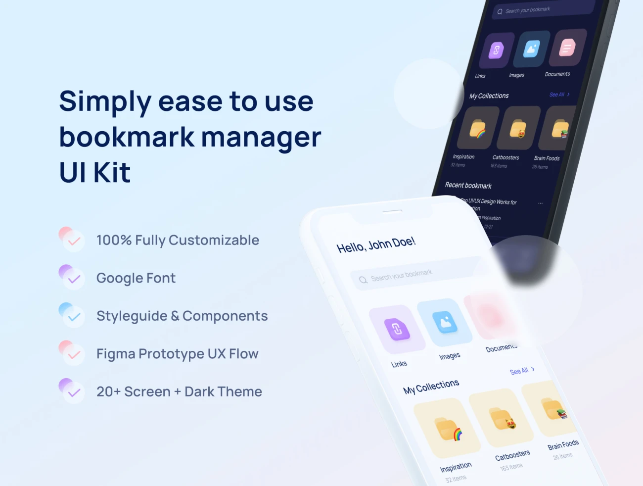 20屏简单易用的书签管理器应用UI套件 Simpanin Bookmark Manager App Ui Kit-UI/UX、ui套件、卡片式、图表、应用、登录页、表单-到位啦UI
