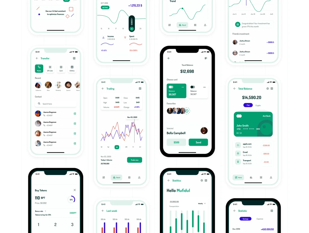 130屏银行金融理财应用明暗设计套件 Among Bank – Banking App UI Kit插图9