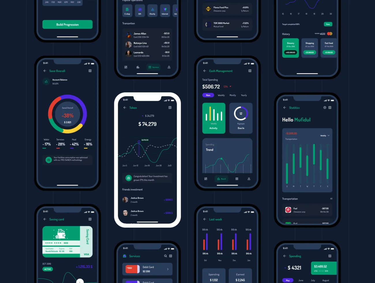 130屏银行金融理财应用明暗设计套件 Among Bank – Banking App UI Kit插图11