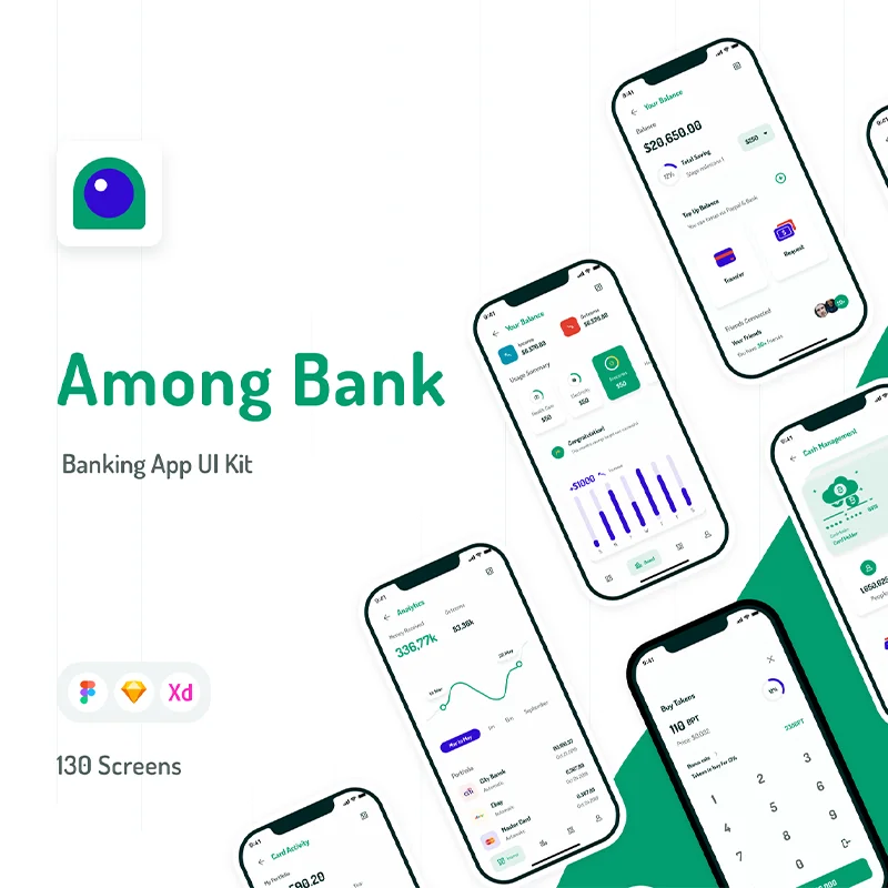 130屏银行金融理财应用明暗设计套件 Among Bank - Banking App UI Kit缩略图到位啦UI