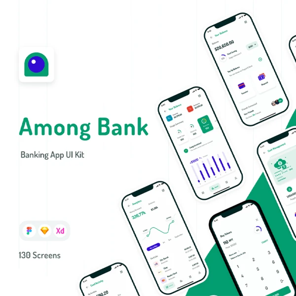 130屏银行金融理财应用明暗设计套件 Among Bank - Banking App UI Kit