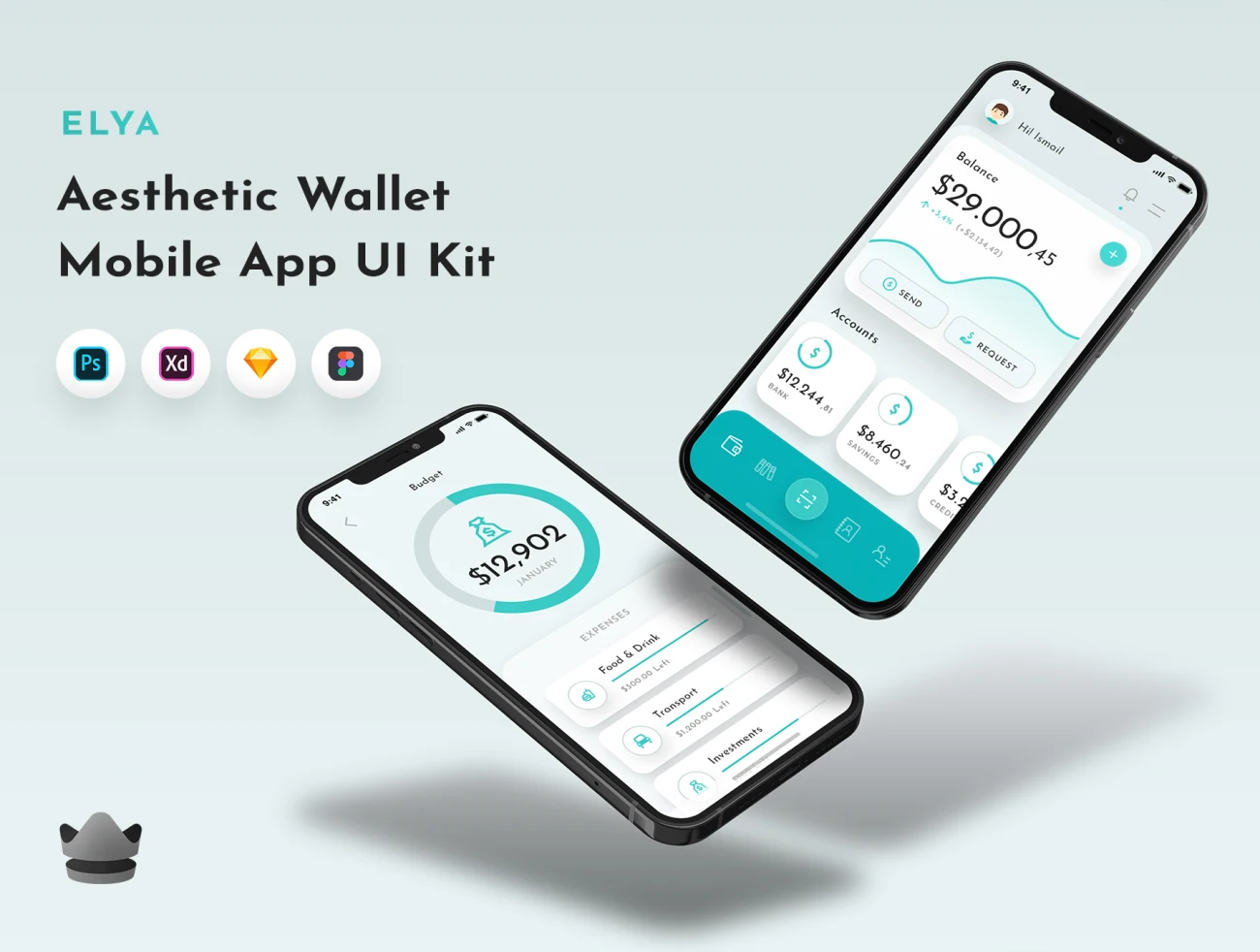 30屏精美电子钱包金融理财应用UI设计套件 Elya – Wallet App UI Kit插图1