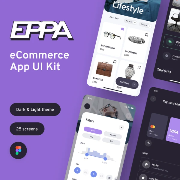 25屏服饰电商数码网购应用UI套件 EPPA Shop