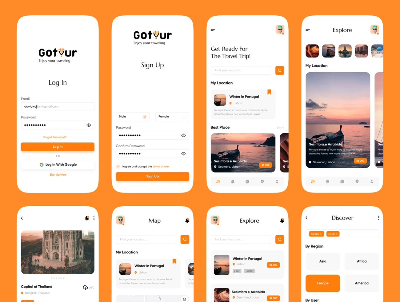 22屏旅游应用界面设计套件 Gotour – Travel app design插图9