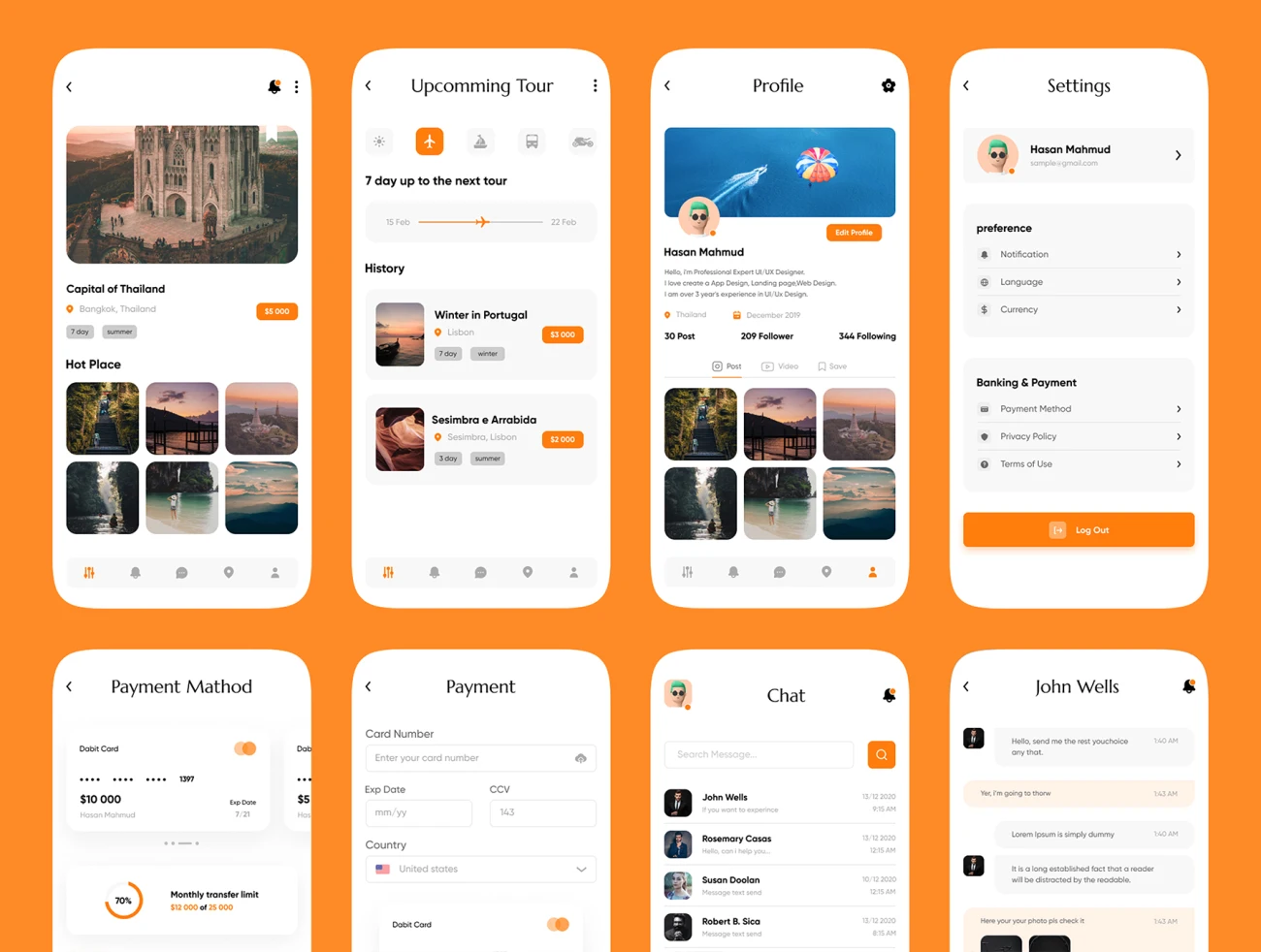 22屏旅游应用界面设计套件 Gotour – Travel app design插图11