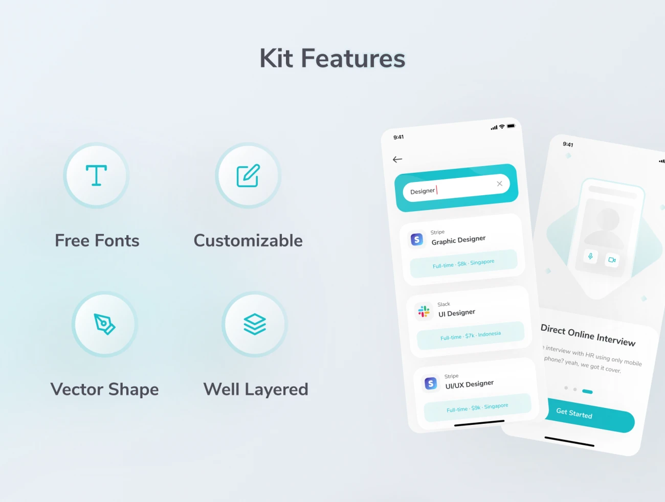 60屏高质量简约风格求职招聘iOS应用设计套件 Jocy – Job Finder App UI Kit插图7