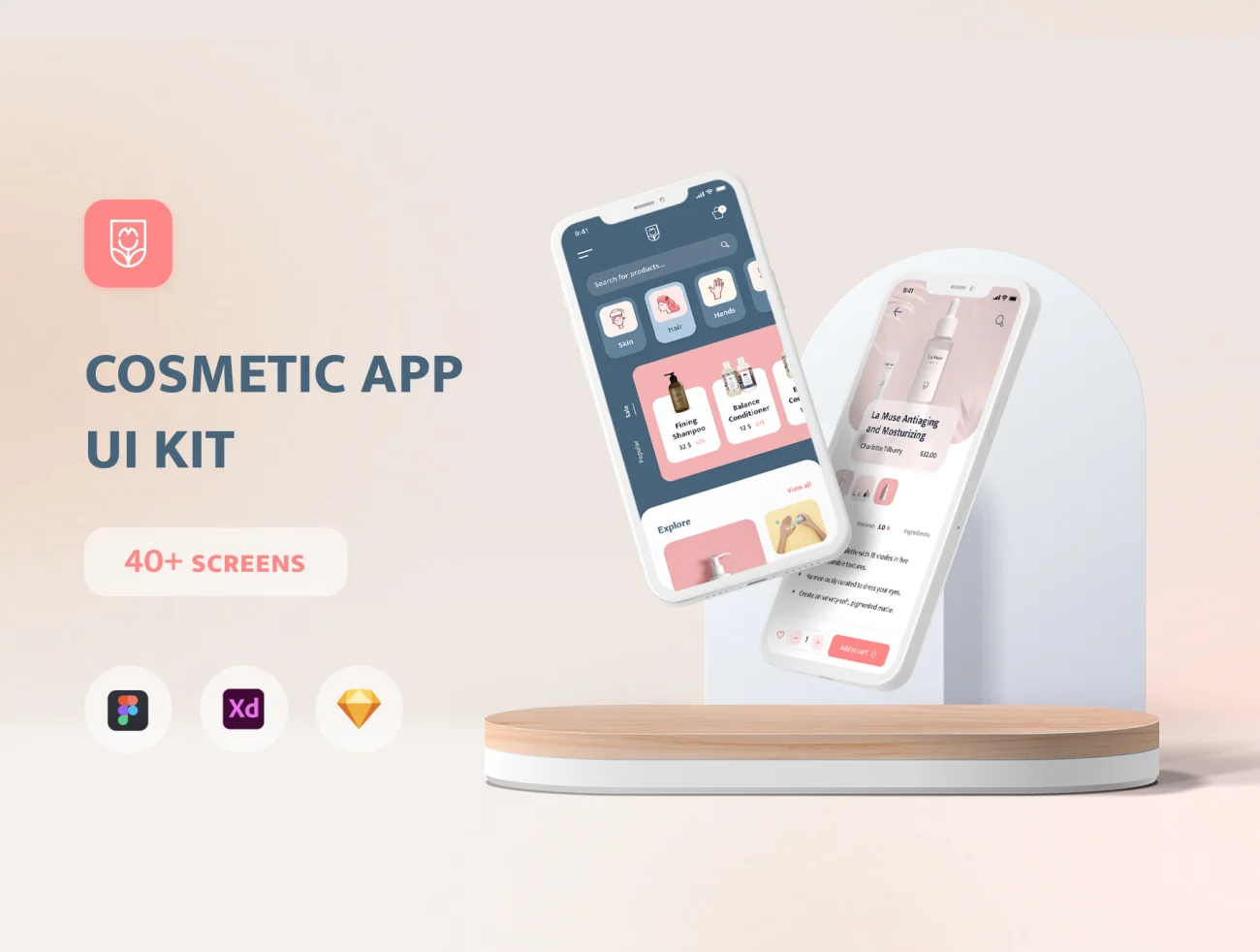 40屏化妆品电商应用UI设计套件 La Muse Cosmetics Mobile App插图1