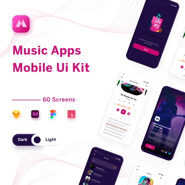 60屏音乐播放器手机应用用户界面UI套件 Lagunya - Music Apps Mobile Ui Kit