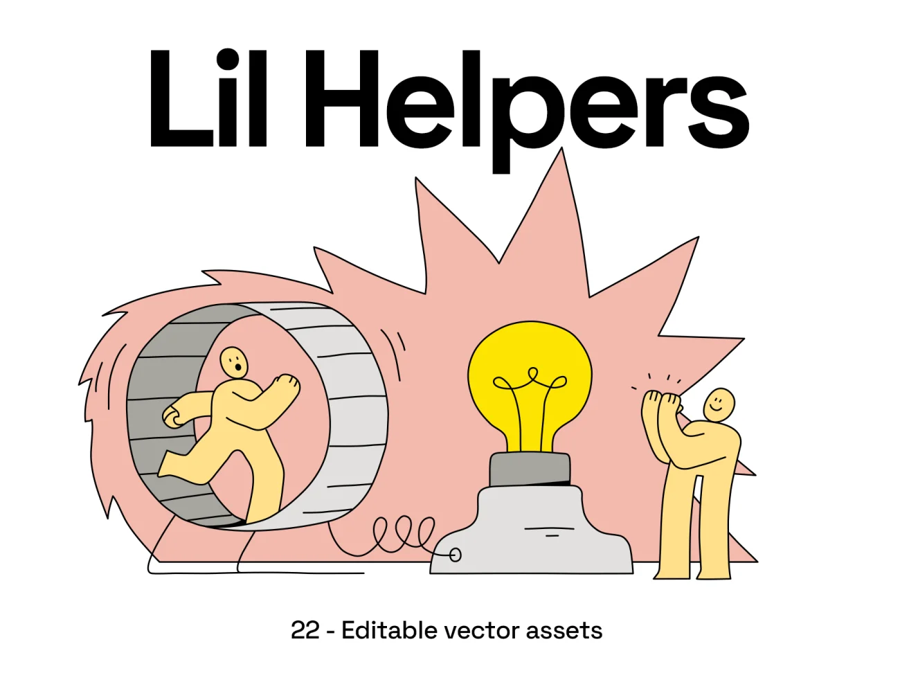 22幅绘制精美童趣角色矢量线条插图包 Lil Helpers – illustration pack插图1