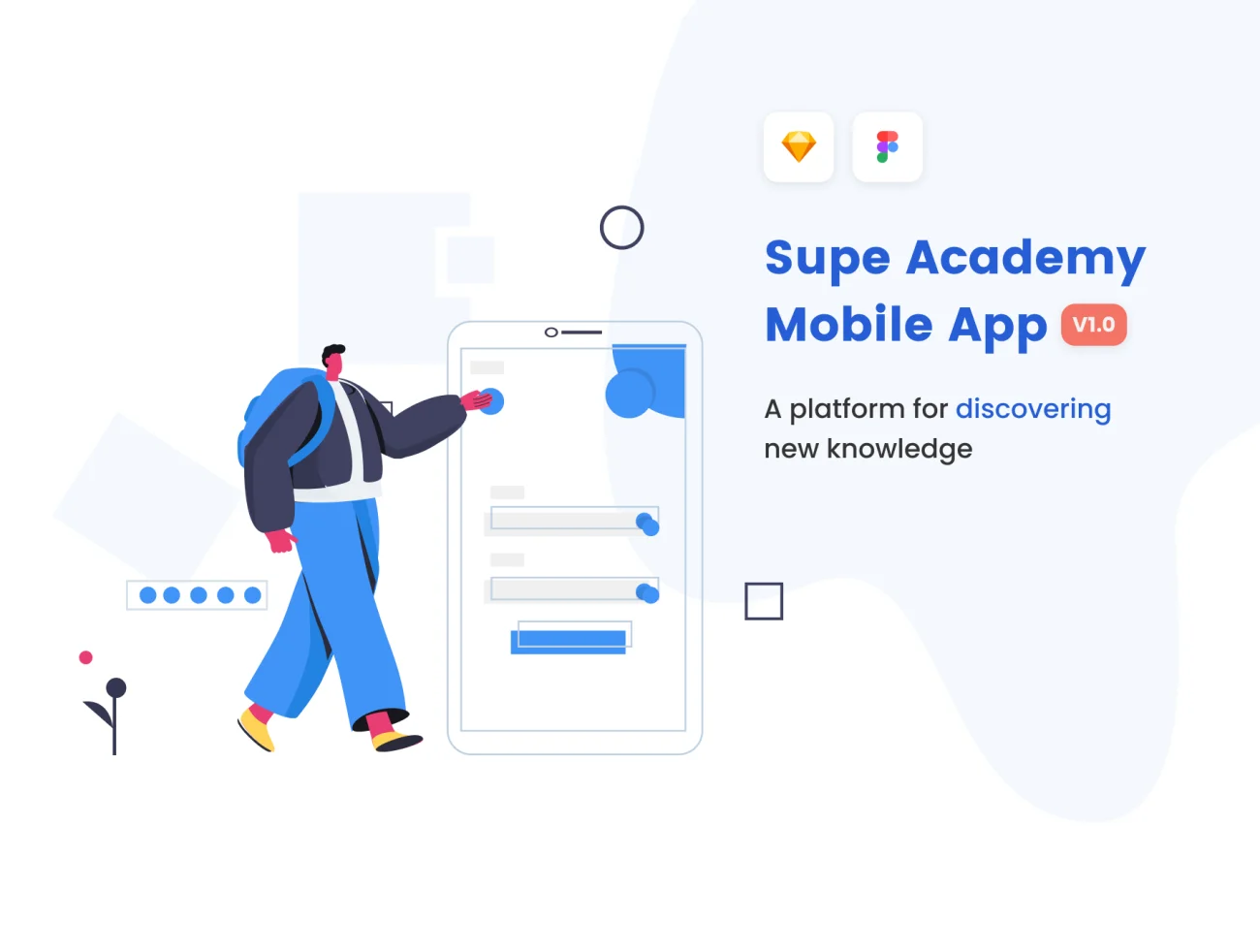 19屏教育应用自适应UI设计套件 Supe Academy Education App UI Kit插图1