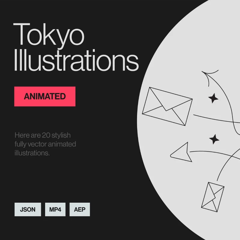 20个时尚轮廓动画插图合集AE模板 Tokyo Animated Illustrations缩略图到位啦UI