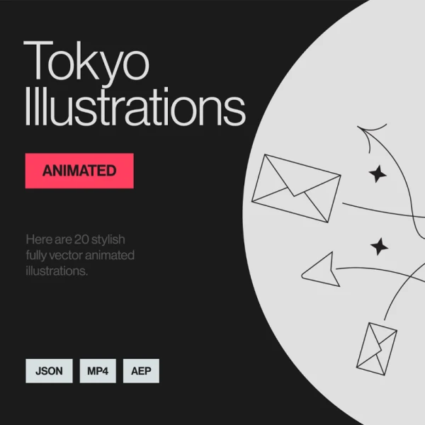 20个时尚轮廓动画插图合集AE模板 Tokyo Animated Illustrations