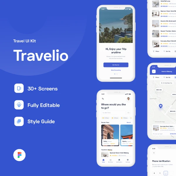 20屏旅游iOS应用UI设计套件 Travelio