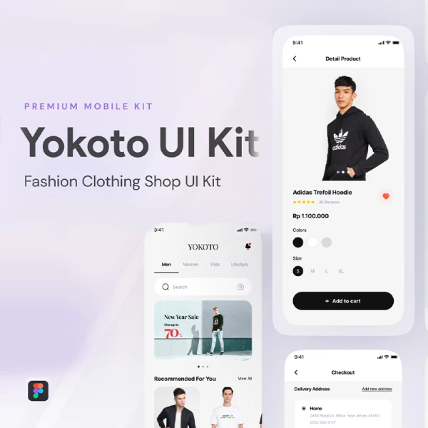 40屏时尚服装商店iOS应用UI套件 Yokoto - Fashion Clothing UI Kit