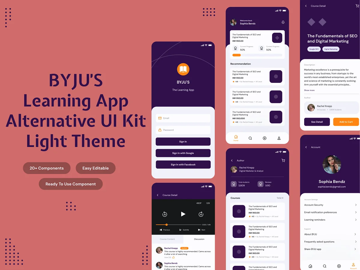 byju e-learning app alternative ui kit light themebyju在线学习app应用ui轻主题工具包插图3