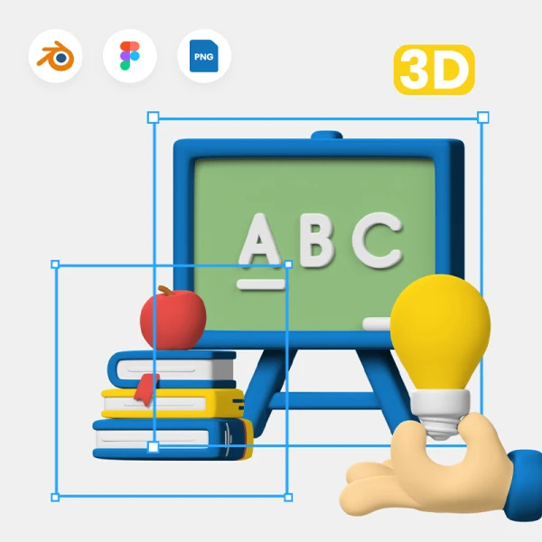 20款高质量在线教育3D图标合集 3D Education Icons