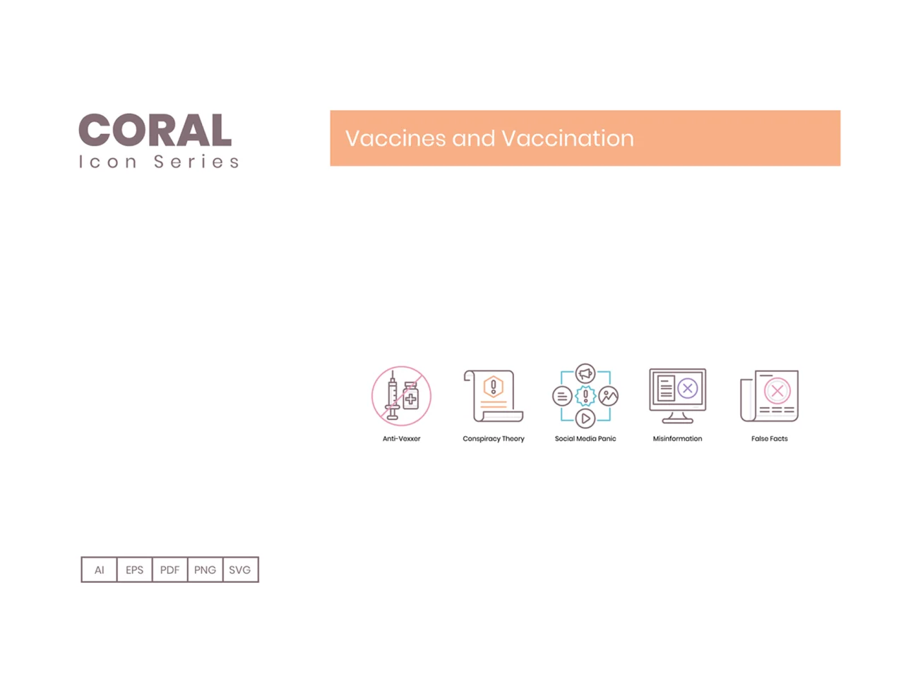 65个病毒疫苗接种图标珊瑚色系类 65 Vaccines and Vaccination Icons  Coral Series插图9