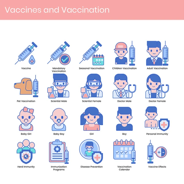 65个病毒疫苗接种图标靛蓝系列 65 Vaccines and Vaccination Icons  Indigo Series