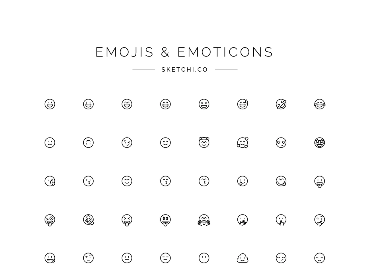 142款漂亮的线性表情图标合集 Emojii & Emoticons插图1