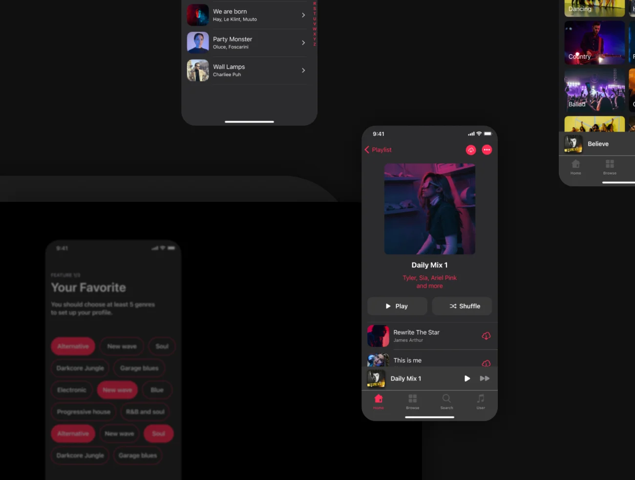 20屏深色高质量音乐应用IOS 14 UI设计模板 GLORIES – Music App IOS 14 UI Design Template插图13