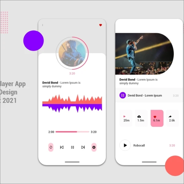 music player app template design concept音乐播放器app概念设计模板